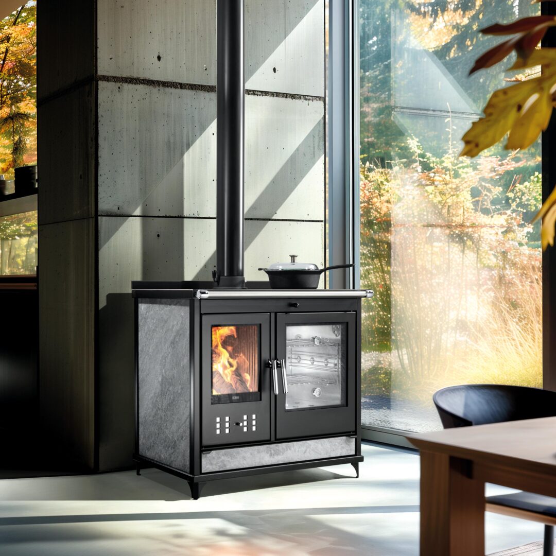 Cuisinière Bois Star 90 Classic Soap Stone Frontal et Cotes de la gamme Mojave – cuisinière à bois au design classique avec finition Soap Stone, offrant chaleur et performances de cuisson optimales