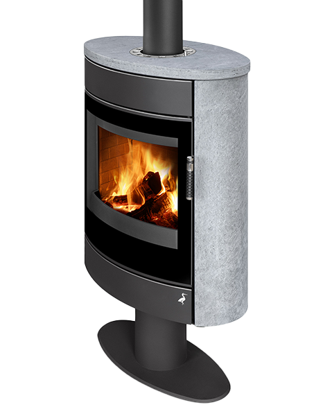 Poêle à bois moderne SINEOS F SE, chamotte crème