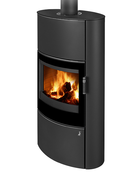 Poêle à bois moderne SINEOS H SE, chamotte crème
