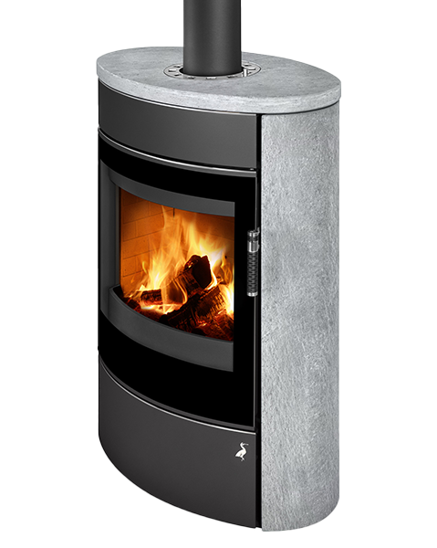 Poêle à bois moderne SINEOS SE, chamotte crème