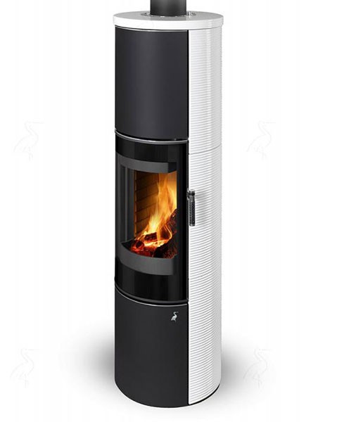 Poêle à bois moderne VULSINI H SE F6, foyer en béton noir